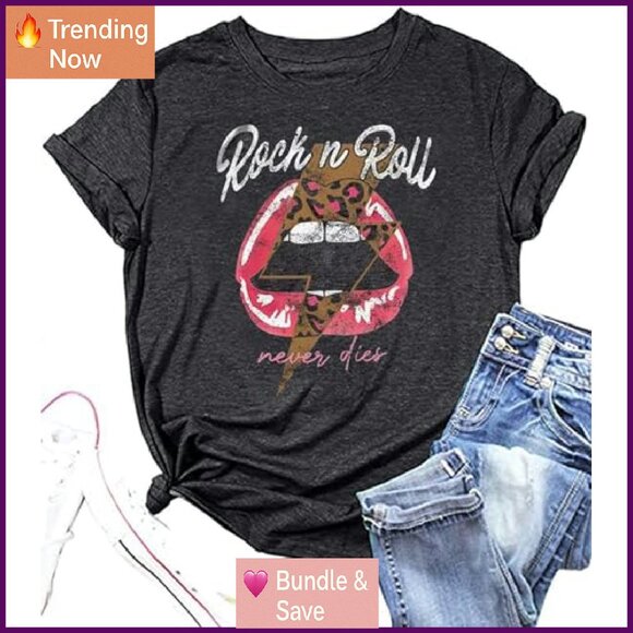 Vintage Rock Music Graphic Tee Cotton Blend Short Sleeve T-Shirt - Picture 6 of 7